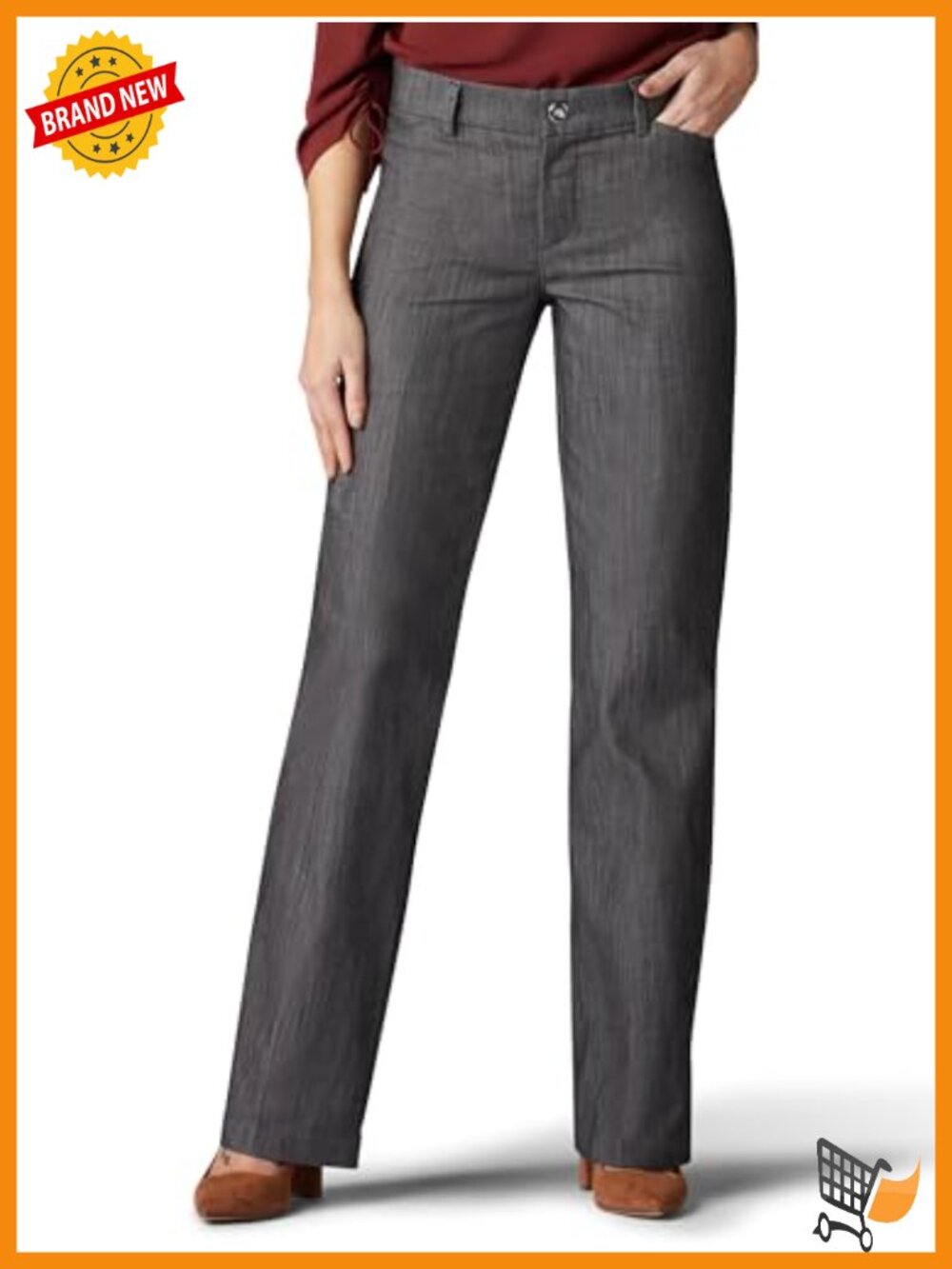 Lee Women's Flex Motion Trouser Pant Regular Fit Mid Rise Comfort Work